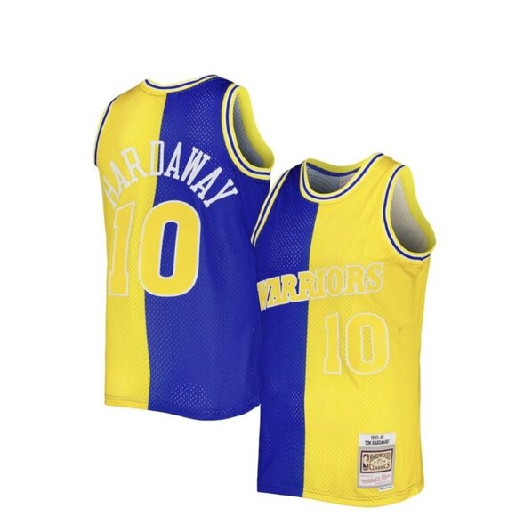 Men's Mitchell & Ness Tim Hardaway Royal/Gold Golden State Warriors Hardwood 2XL - Picture 3 of 5